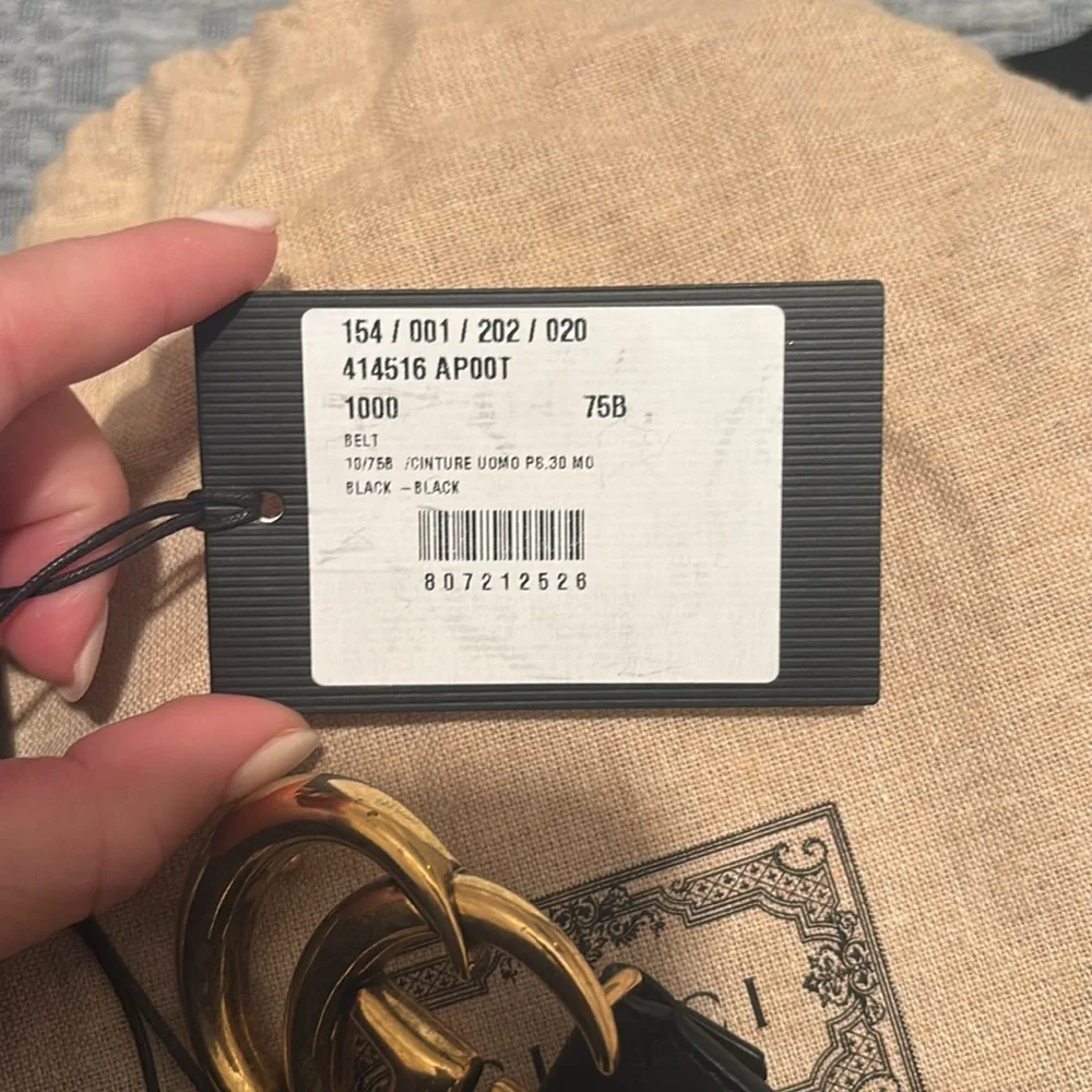 Gucci Black Leather Belt with Gold Double G Buckle